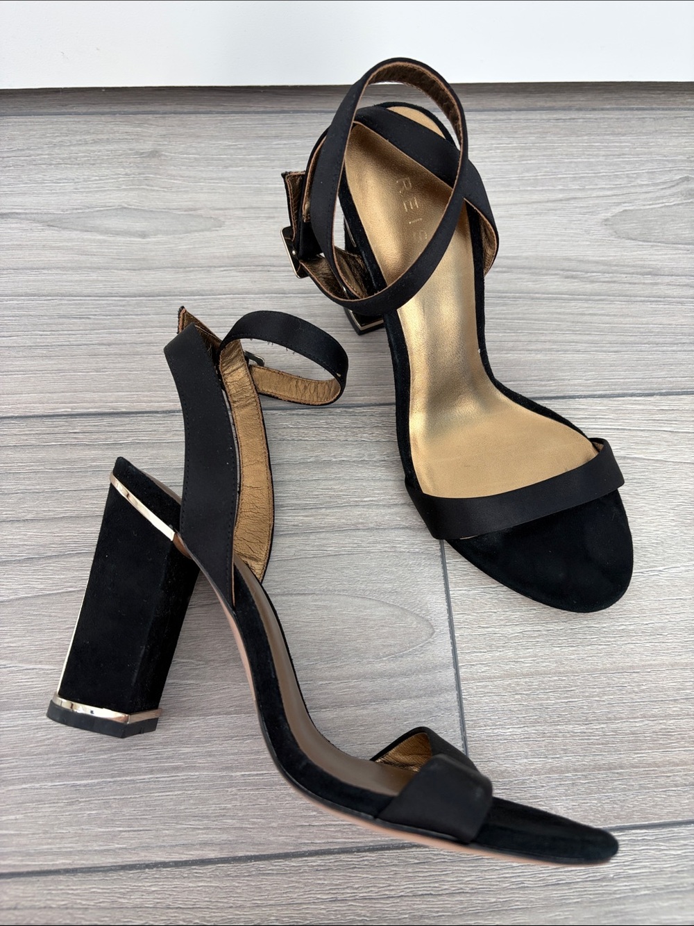REISS Black Block Heel Sandals - EU 38